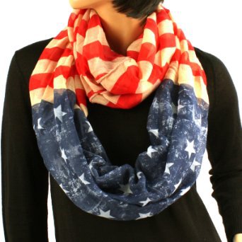 Original Patriotic American USA Flag Loop Circle Chain Infinity Scarf